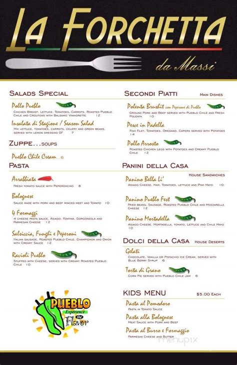 ristorante la forchetta menu